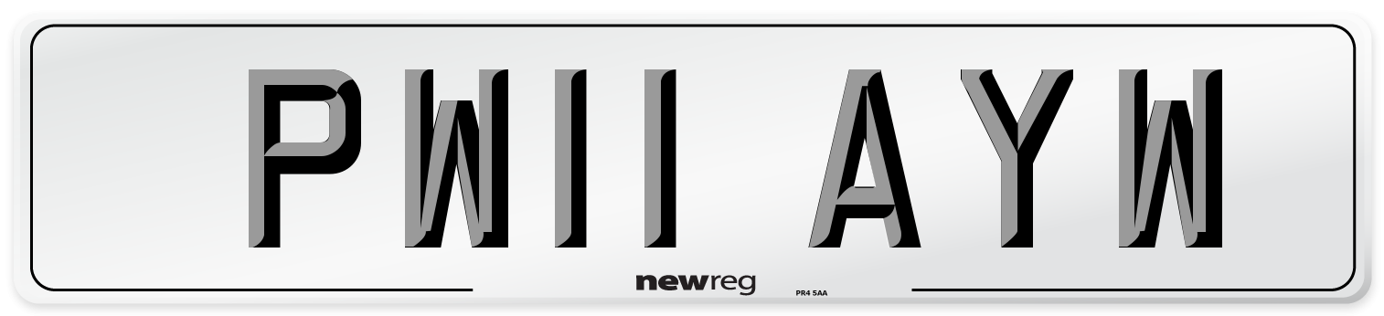 PW11 AYW Number Plate from New Reg